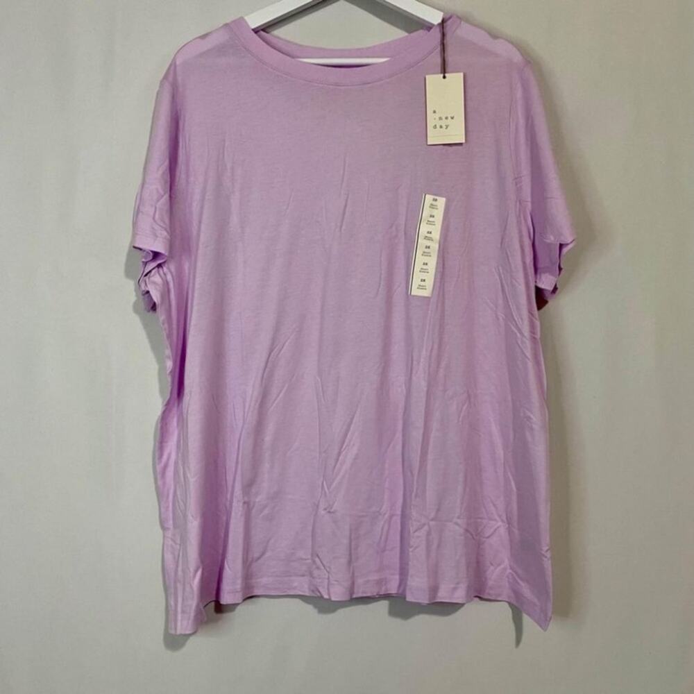 A New Day Women’s Crewneck Short Sleeve Basic Tee Light Purple Size 2X NWT